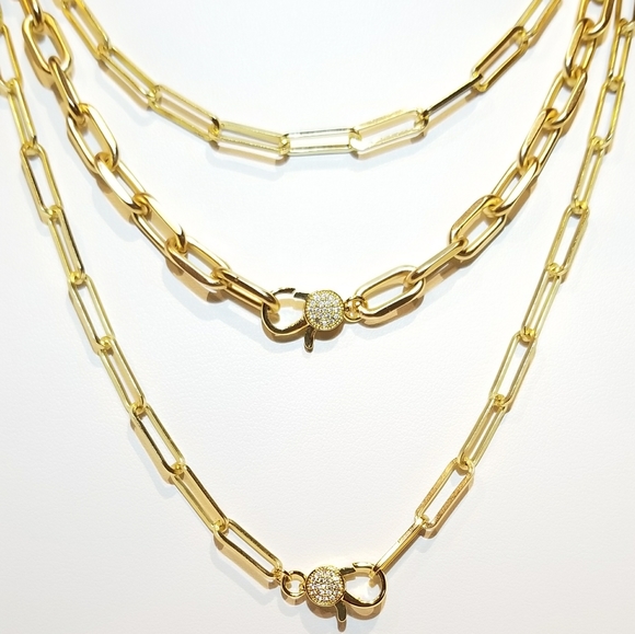 Modern Matte Gold Paperclip Chain Necklaces NEW - Picture 9 of 12
